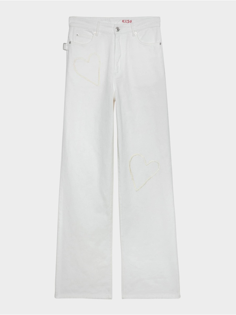 Zadig & Voltaire Elio Straight-Leg White Jeans with heart embroidery Sz 26
199